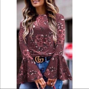 ❤️SOLD❤️ Trendy floral mauve top